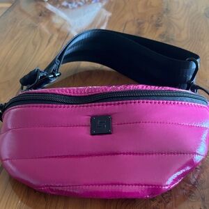 Think Royln Pink Quilted Crossbody Belt Bag NWT Glossy